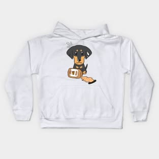 Cute Dachshund spilled a jar of peanut butter Kids Hoodie